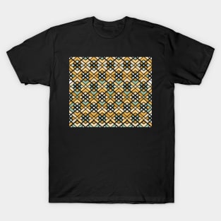 Abstract geometric pattern - bronze, green and black. T-Shirt